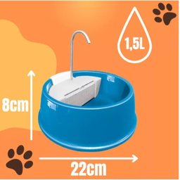 Fonte Bebedouro Gatos Cães Automático Joy Furacão Pet Bivolt - AZUL - 3