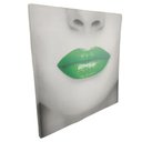 Ver imagem 6 de Quadro Batom Verde Decorativo Boca Textura Moldura 40x40 Enfeite Recepçao Consultorio Sala Quarto De