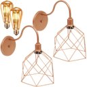 Ver imagem 1 de 2 Luminárias Arandela Parede Aramada Cálice Industrial Retro + Lâmpadas LED Cobre Rose Gold
