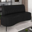 Ver imagem 2 de Sofá 2 Lugares 135cm Pés Aço Preto Tamar K04 Sintético Preto - Mpozenato