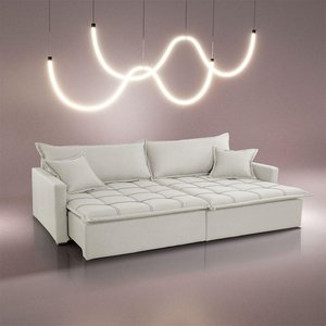 Sofá Cama Flora 02 Módulos de 100cm Br 15cm Meu Sofá Online A302 Linho Branco