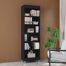 Estante Multiuso Livreiro Versati 5 Prateleiras Preto - Poquema - 1