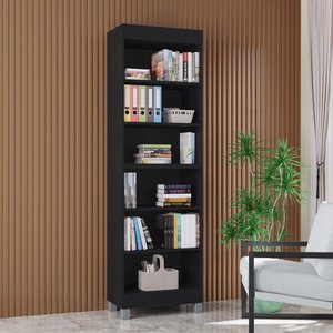 Estante Multiuso Livreiro Versati 5 Prateleiras Preto - Poquema