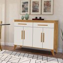 Ver imagem 3 de Aparador Canelato Moderno 4 Portas 2 Gavetas MDF 137cm Off White