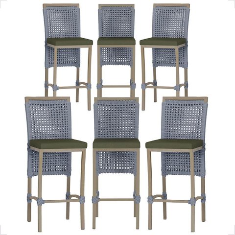6 Banqueta em Alumínio Roma Fendi Corda Náutica Tecido 13