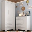 Ver imagem 1 de Quarto Infantil Completo Soninho 4 Portas 6 Gavetas Branco - Panorama Móveis