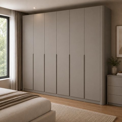 Guarda Roupa Casal Bend 6 Portas de Bater 6 Gavetas MDF Grigio Casa Lar Shop 276cm
