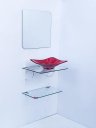 Ver imagem 2 de Kit Cuba Espelho e Prateleira de Vidro para Banheiro 53cm:vermelho
