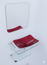 Ver imagem 3 de Kit Cuba Espelho e Prateleira de Vidro para Banheiro 53cm:vermelho