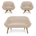 Ver imagem 1 de Kit 01 Namoradeira 02 Lugares e 02 Poltronas Giratória Giovana Suede Base Madeira MA30 - D’Rossi - B