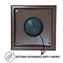 Ralo Anti Cheiro 20x20 Inox Espelhado Coletor Marrom Saída 100mm - 4
