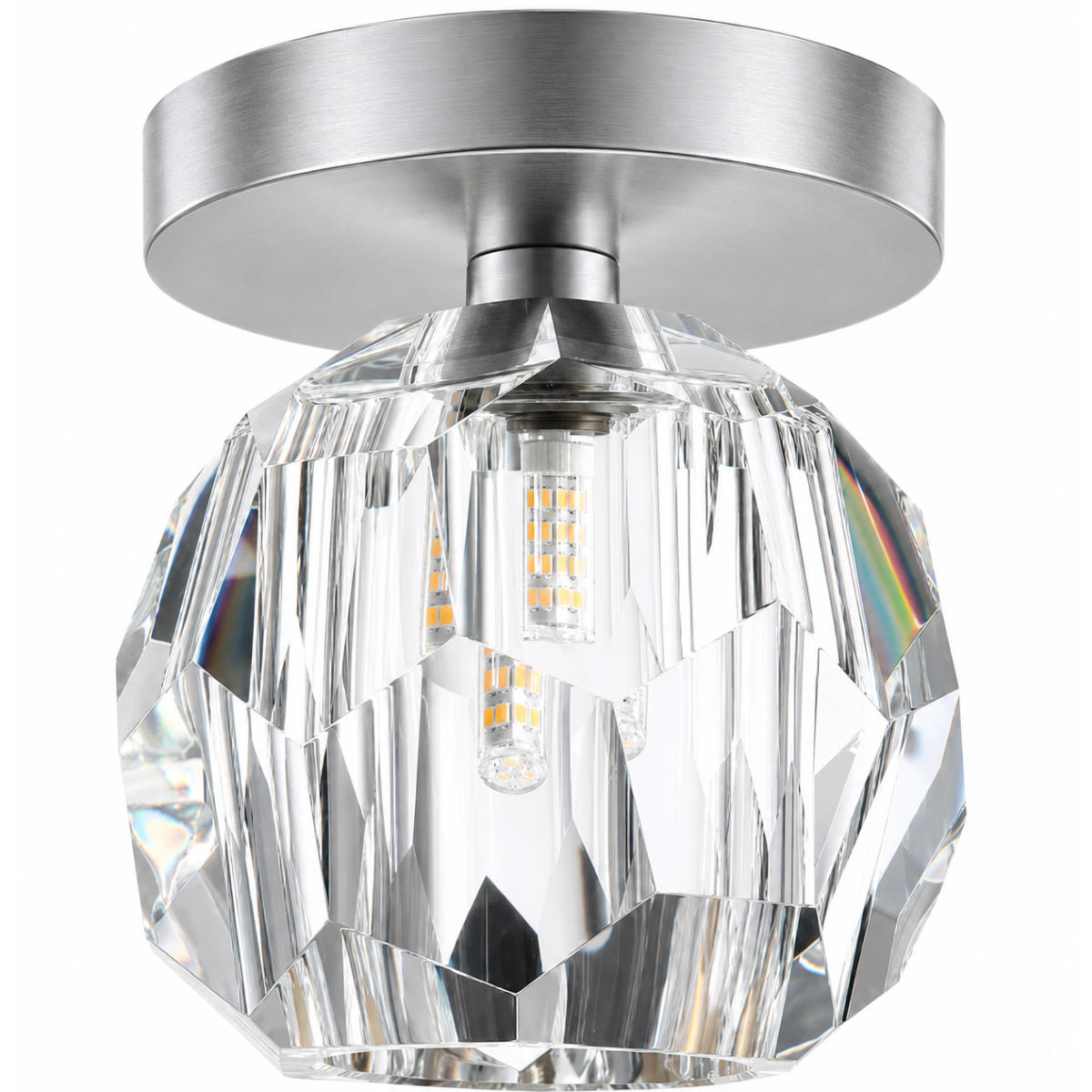 Lustre Plafon Teto 13cm Cristal Vidro Flowers Metal Prata Led G9 Gimpo Kjgd-021-silvery