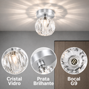 Ver imagem 7 de Lustre Plafon Teto 13cm Cristal Vidro Flowers Metal Prata Led G9 Gimpo Kjgd-021-silvery