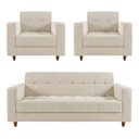 Ver imagem 1 de Kit Sofá 3 Lugares E 2 Poltronas Verona - Suede - Bege