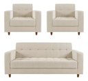 Ver imagem 1 de Kit Sofá 3 Lugares E 2 Poltronas Verona - Suede - Bege