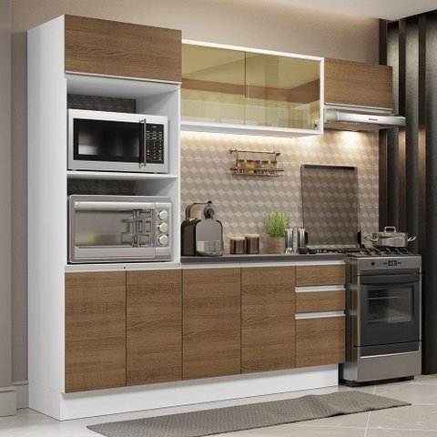 Cozinha Completa 250004 Com Armário E Balcão Branco/Rustic