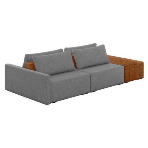 Sofá Ilha 2 Lugares Living 292cm Modulado Lary Linho K01 Cor Grafite