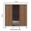 Ver imagem 4 de Guarda-Roupa Casal Madesa Lyon 3 Portas de Correr com Espelho 2 Gavetas com Pés Branco/Rustic Cor:Br