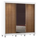 Ver imagem 3 de Guarda-Roupa Casal Madesa Lyon 3 Portas de Correr com Espelho 2 Gavetas com Pés Branco/Rustic Cor:Br