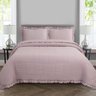 Colcha Casal Percal 300 Fios Babado Malvinni 3 Peças - Rose - 3