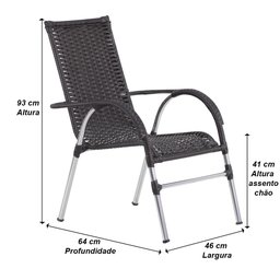 Cadeira Vênus em Alumínio e Fibra Sintética para Varanda, Área, Edícula, Jardim - Trama Original - 4 Cadeira Vênus em Alumínio e Fibra Sintética para Varanda, Área, Edícula, Jardim - Trama Original - 4