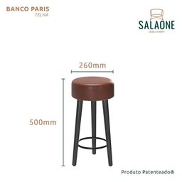 Kit 6 Bancos Paris Baixo 50cm Telha Pés Preto - Salaone - 3