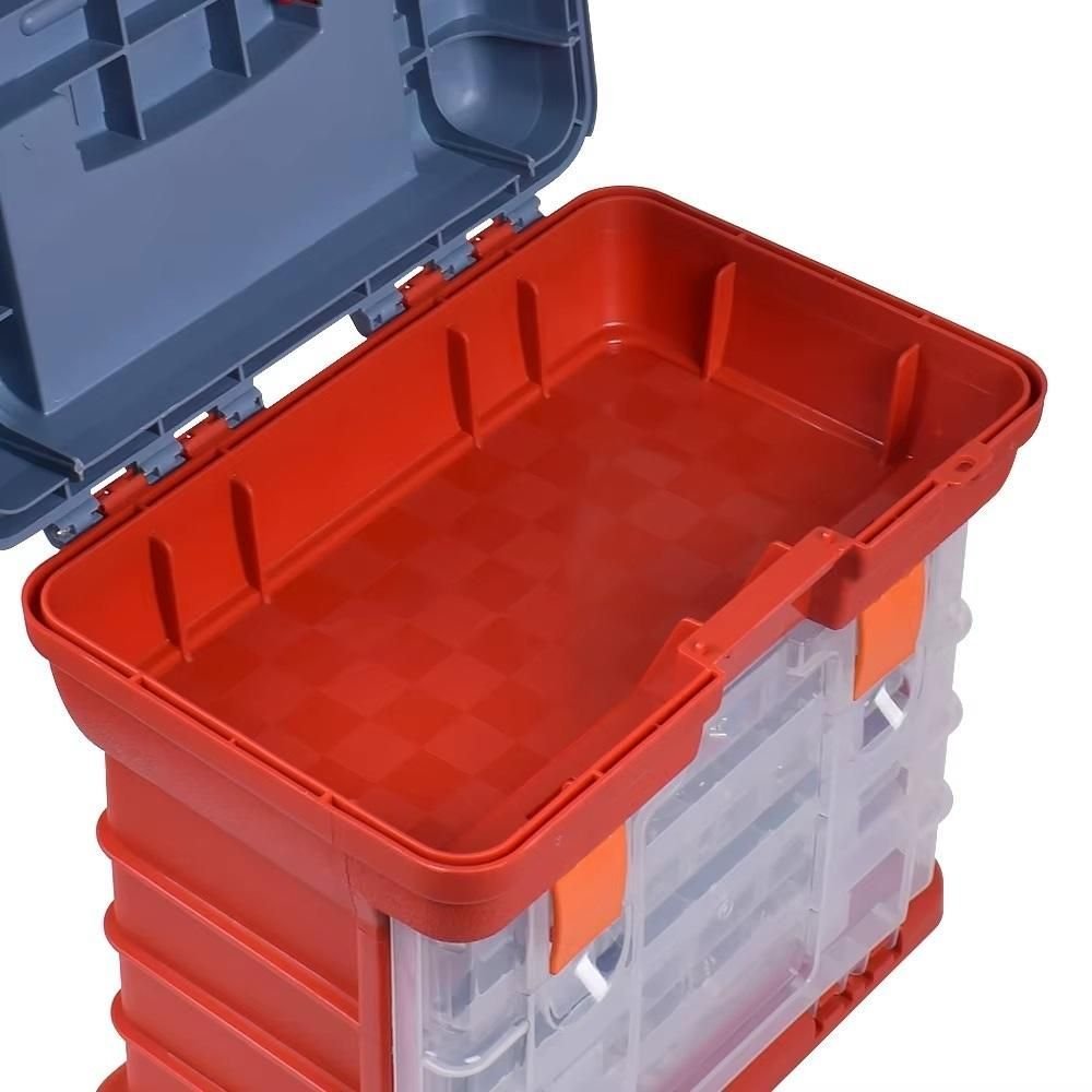 MALETA PESCARIA ORGANIZADOR MULTIUSO 4 ESTOJOS 72 DIVISORIAS PORTA PARAFUSOS ARTESANATO CAIXA ISCAS  - 6