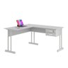 Mesa em L com 2 Gavetas com Chave Empresa - Cinza - 1