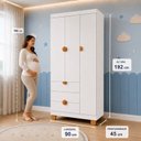 Ver imagem 5 de Quarto Apolo para Bebê Completo com Berço 2 em 1 Cômoda com Porta e Guarda-Roupas 3 Portas 100% MDF