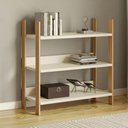 Ver imagem 1 de Estante Livreiro Industrial 93cm com 3 Prateleiras 100% MDF Dalla Costa Cor:Freijó com Off White