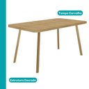 Ver imagem 5 de Conjunto Sala de Jantar Line 6 Lugares Tampo MDP Estrutura Aço Dourado 160cm Móveis Carraro