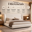 Ver imagem 4 de Conjunto Queen Cama Japonesa Cabeceira Milano Moderna Luxo Premiun Elegante Divani com Cabeceira Cur