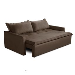 Sofá sem Caixa Retrátil e Reclinável 1,65m com Molas Karla Suede Marrom Rover & Beato - 7