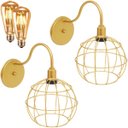 Ver imagem 1 de 2 Luminárias Arandela de Parede Aramada Globo Industrial Retro + 2 Lâmpadas LED ST64 Vintage - Doura