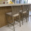 Ver imagem 2 de Kit 2 Banqueta Balcão Cozinha Churrasqueira Moderna Alumínio Cor:Fendi