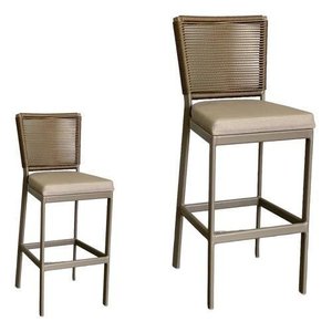 Kit 2 Banqueta Balcão Cozinha Churrasqueira Moderna Alumínio Cor:fendi