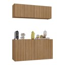Ver imagem 1 de Kit Aparador Buffet com Armário Aéreo 4 Portas Cantinho do Café Multimóveis Mp1074 Rustic