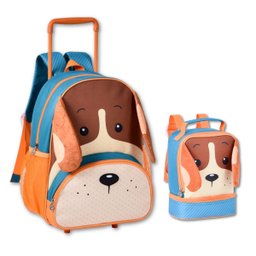 Kit Escolar Clio Pets Cachorrinhos com Mochila de Carrinho e Lancheira Térmica - 1
