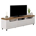 Ver imagem 4 de Rack para Tv 75 3 Nichos 2 Portas Mercury Pinho / Off White
