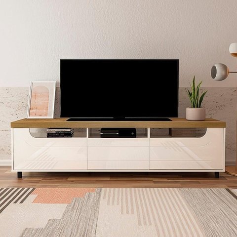Rack para Tv 75 3 Nichos 2 Portas Mercury Pinho / Off White
