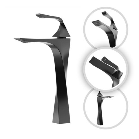 Torneira Banheiro Preto Paris Monocomando 100% Metal Premium Alta Preto