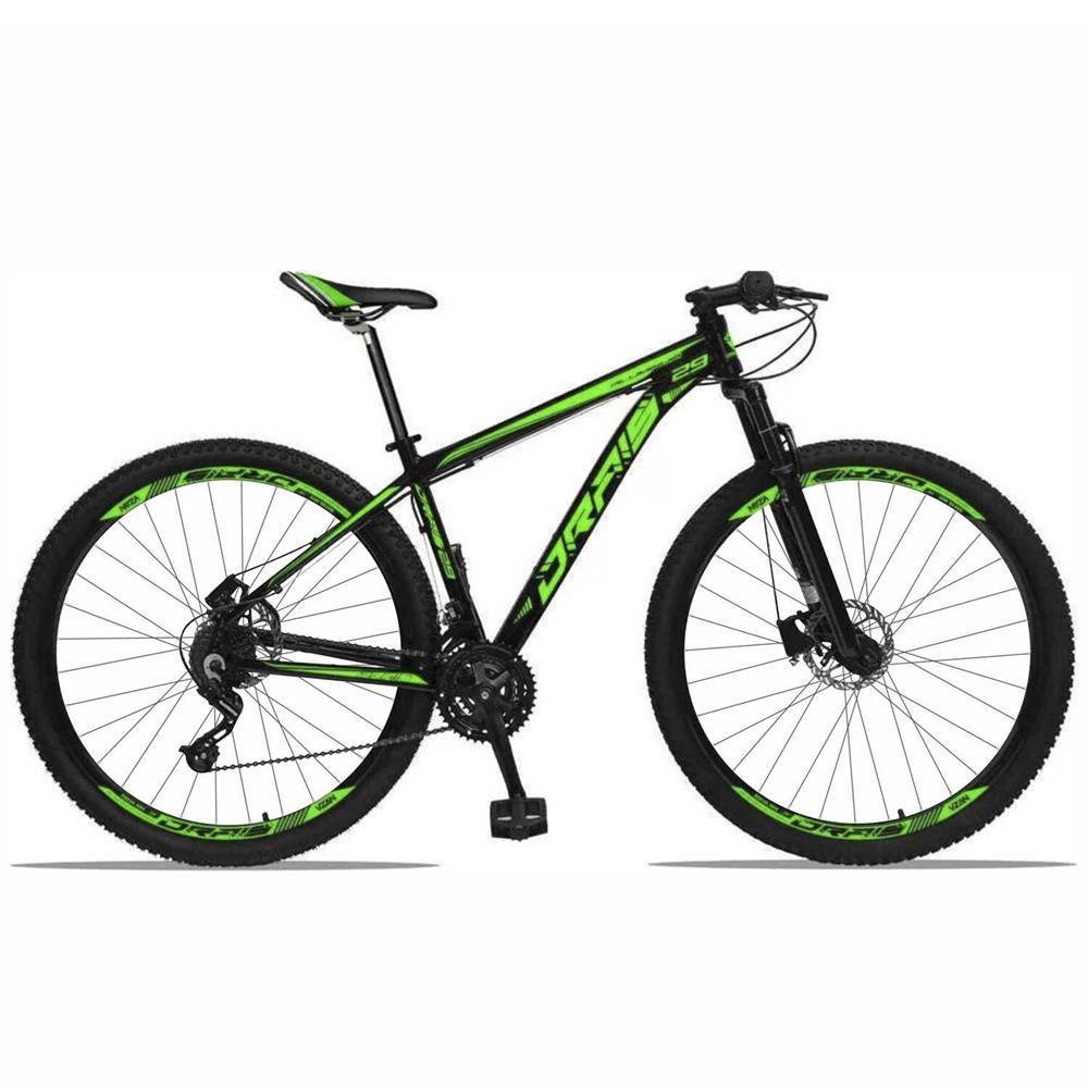 Bicicleta Aro 29 Drais 21v Câmbio Shimano Aluminun 32r Preto/Verde 17" - 289