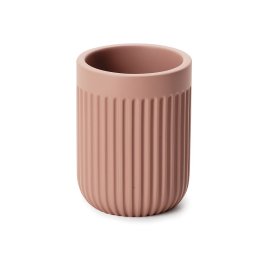 Kit Lavabo - Dispenser Porta Sabonete Líquido 14 cm e Porta Copo Escova 10 cm de Cimento Rosa - 4