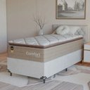 Ver imagem 1 de Cama Box Solteiro + Colchão Comfort Class Pillow Top 88x188 Bege/suede Branco
