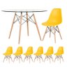 KIT - Mesa Eames com tampo de vidro 120 cm + 6 cadeiras Eiffel DSW Amarelo - 1