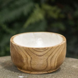Bowl Artesanal de Madeira Teca e Madrepérola Importado Bali