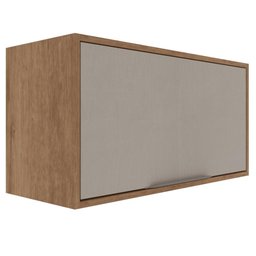 Armário Aéreo Suspenso Multiuso Parede Cozinha 1 Porta Basculante Organizador Marrom Madeira - 2