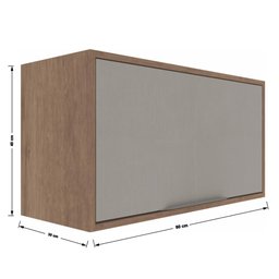 Armário Aéreo Suspenso Multiuso Parede Cozinha 1 Porta Basculante Organizador Marrom Madeira - 3