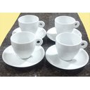 Ver imagem 1 de Kit Jogo 4 Xícaras Café, Chá 200ml Cônica com Pires - Porcelana Branca