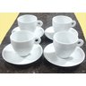 Kit Jogo 4 Xícaras Café, Chá 200ml Cônica com Pires - Porcelana Branca - 1